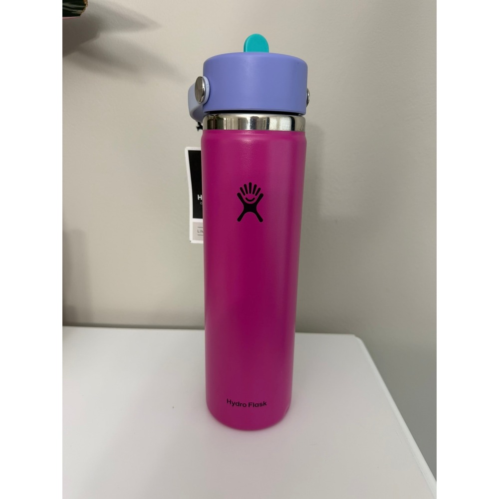 Hydro Flask Water Bottle Unisex 24oz Pink Purple Straw Lid Limited Edition NWT